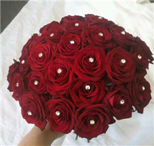 Bridal compact red rose and diamante